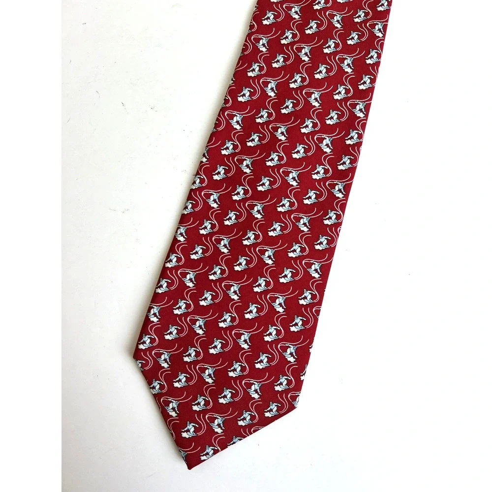 Vineyard Vines Snowboard Tie Red Silk Snow Winter Business Preppy Work